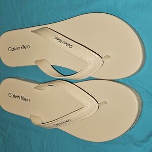 Calvin Klein Women's Ivory Flip-Flop Sandals